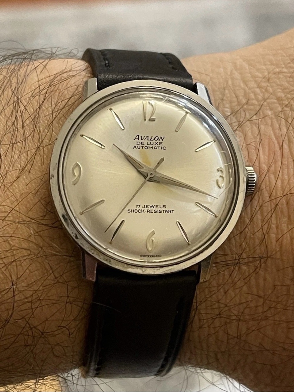 Vintage Avalon De Luxe Automatic 17 Jewels Swiss Made Men's Watch 34mm - RUNNING